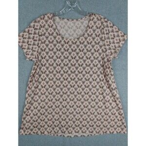 Pure Jill Shirt Womens Medium Geometric Print Scoop Neck Tee Pima Cotton Top